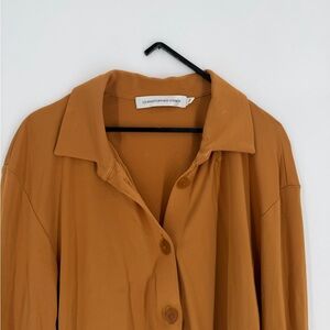 Christopher Esber Redux Jersey Long Sleeve Stretcht Button Up Shirt In Orange